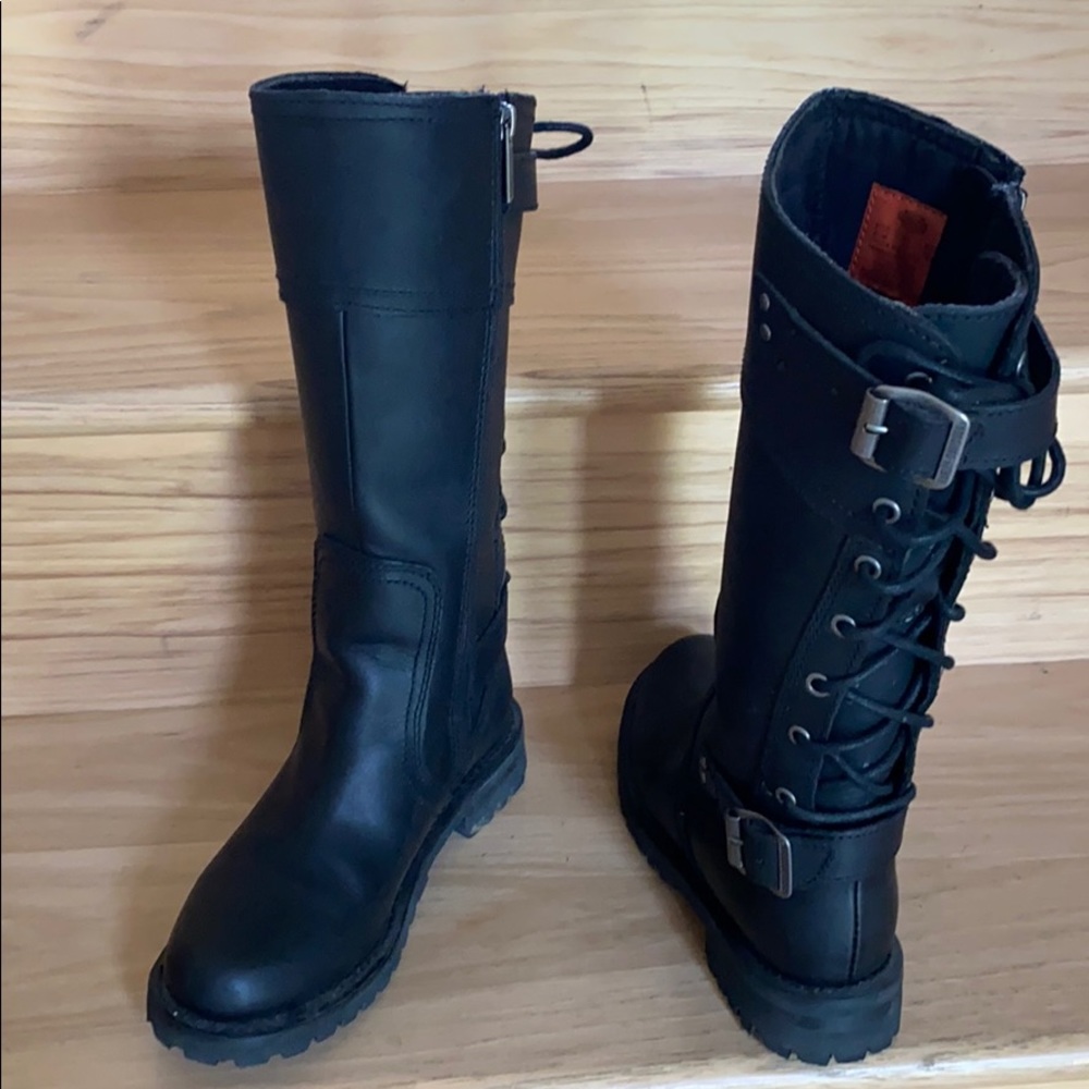 Laced/zipped up motorcycle boots